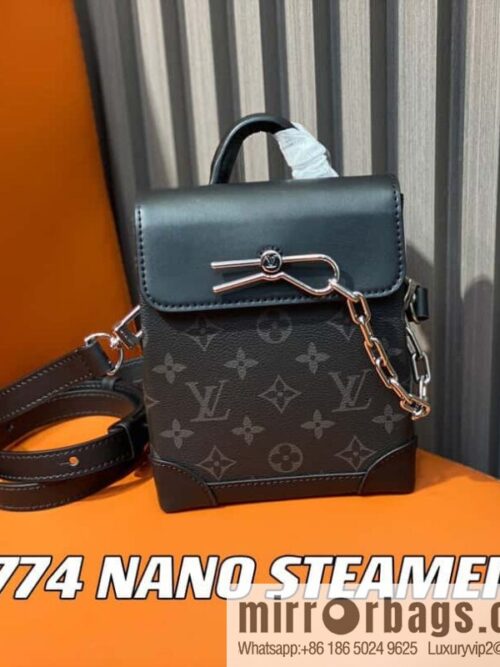 [Boutique‑grade] M82774 black flower, men\'s bag mini schoolbag series, new NANO STEAMER handbag in autumn and winter