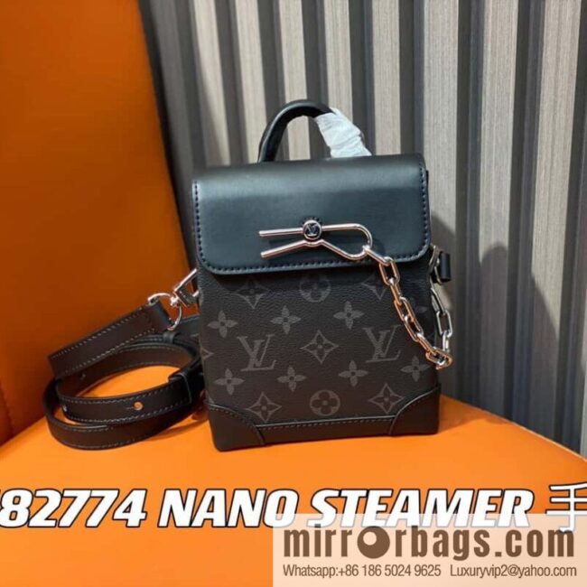 [Boutique‑grade] M82774 black flower, men\'s bag mini schoolbag series, new NANO STEAMER handbag in autumn and winter