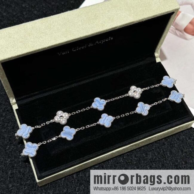 ❗️CNC Version ❗️ ☀️ Van Cleef & Arpels Purple Chalcedony Natural Stone Clover Five Flowers Bracelet ☀