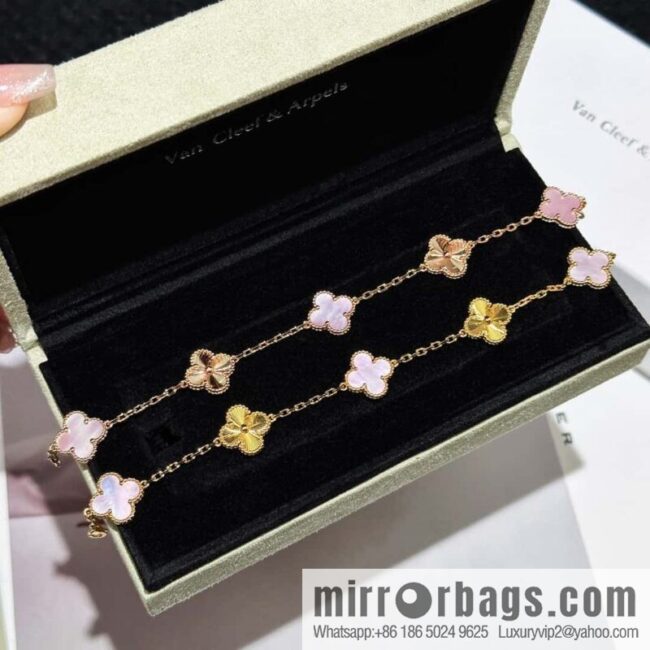 ❗️CNC version ❗️ ☀️ Van Cleef & Arpels engraved laser powder shell four-leaf clover five-flower bracelet ☀