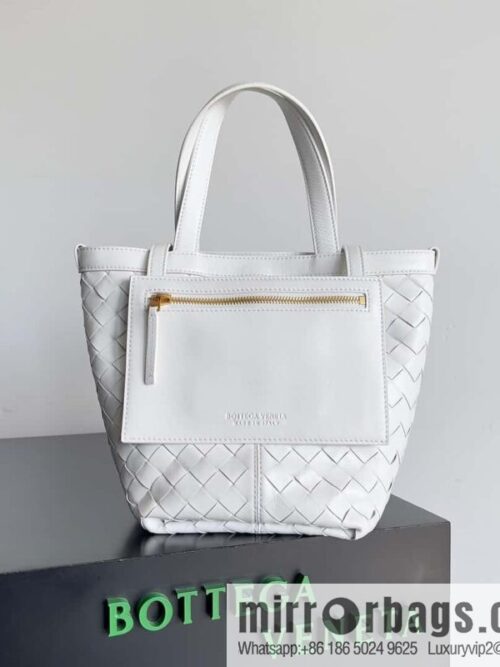 BV early autumn new tote Intrecciato woven tote handbag, model number: 754916 white
