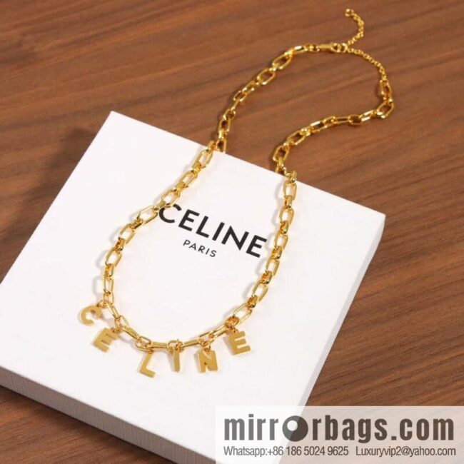 New Celine tassel gold letter necklace