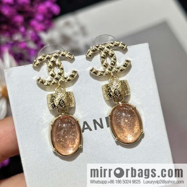 ❗️New ❗️ ☀️ new ☑️ Chanel c3 double c rhombus powder gem stud earrings ☀️