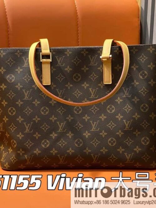 [Boutique‑grade] M51155 monogram yellow leather, medieval bag series Vivian large handbag 51172 VivianCc vegetable basket out of print medieval bag Vivian