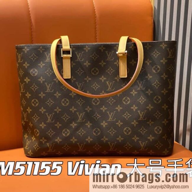 [Boutique‑grade] M51155 monogram yellow leather, medieval bag series Vivian large handbag 51172 VivianCc vegetable basket out of print medieval bag Vivian
