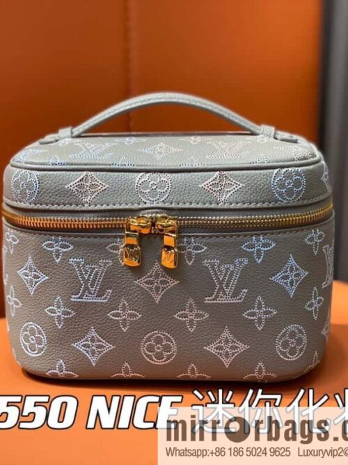 [Boutique‑grade] M23550 light gray full leather pouch series NICE mini pouch M44495 gray (cut-out)
