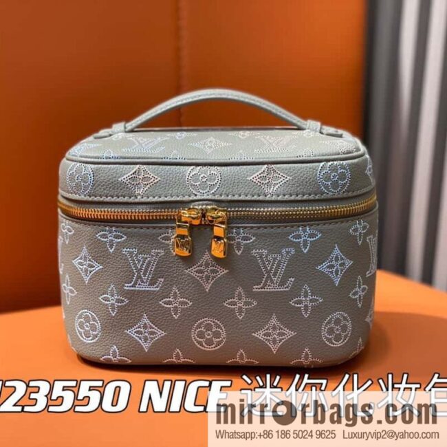 [Boutique‑grade] M23550 light gray full leather pouch series NICE mini pouch M44495 gray (cut-out)