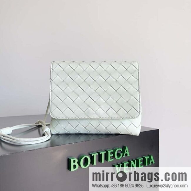 Bv new intrecciato weaving craft mini crossbody bag model number; 741897 ice blue