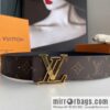LV/Louis Vuitton Monogram Eclipse Canvas Calfskin SHAPE40mm Double Sided Belt