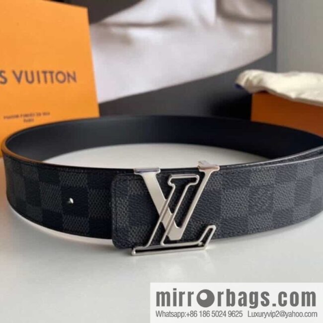 LV/Louis Vuitton Monogram Eclipse Canvas Calfskin SHAPE40mm Double Sided Belt