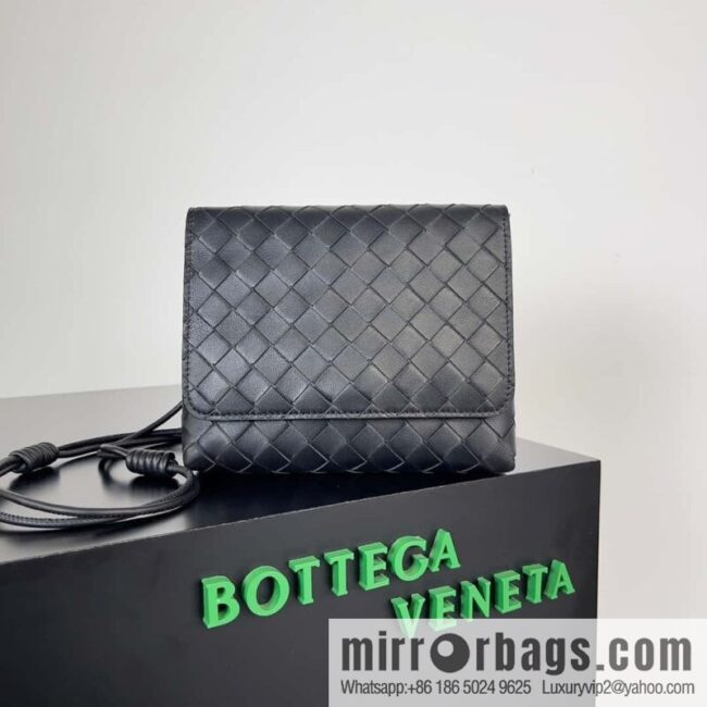 Bv new intrecciato knitting mini crossbody bag model number; 741897 black