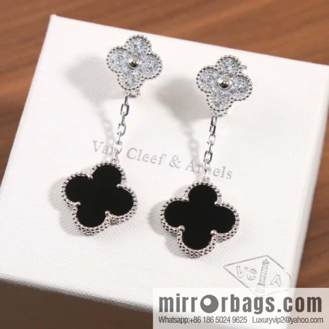 Van Cleef & Arpels Magic Alhambra Black Agate Clover Earrings Earrings