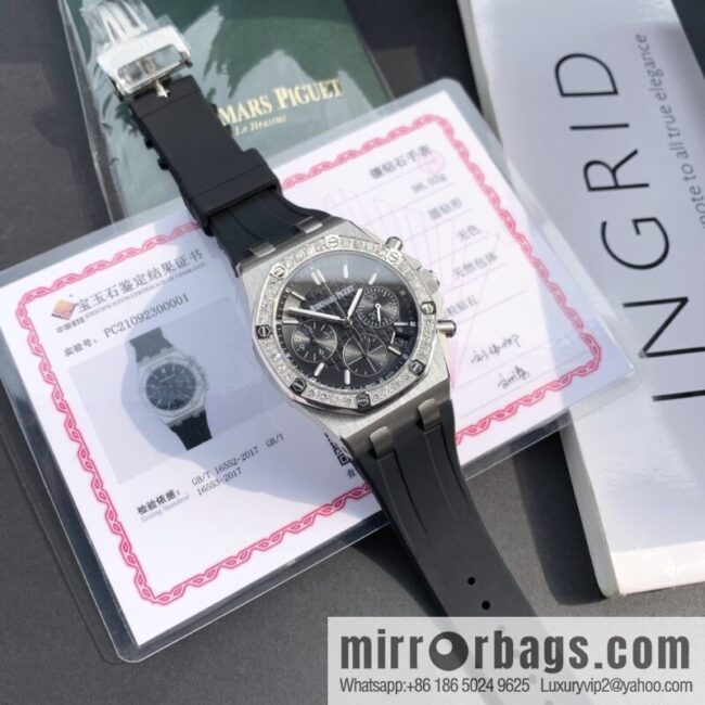 The latest Royal Oak Offshore series chronograph quartz watch case 904 stainless steel with diamonds 32 2.0 bright vvs level cut diamonds