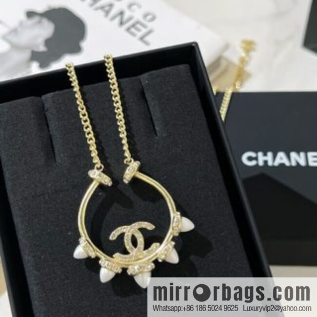 New ☑️ Chanel Double C Conical Pearl Necklace