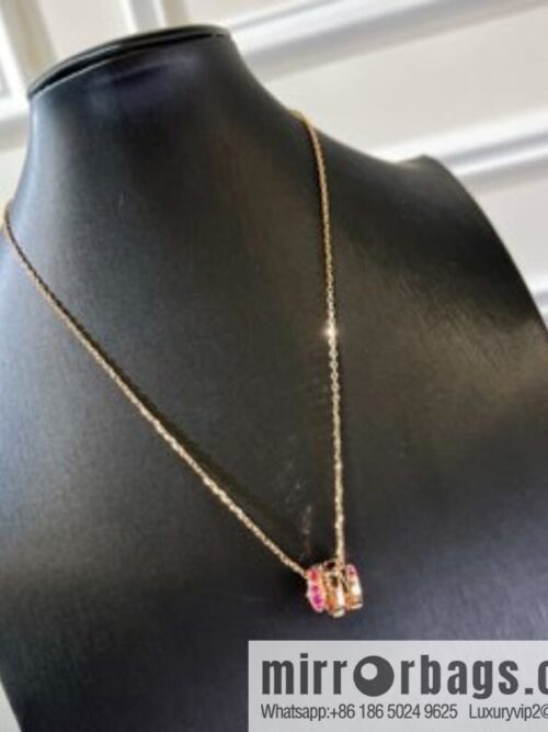 BVLGARI Bulgari classic snake bone pink diamond necklace