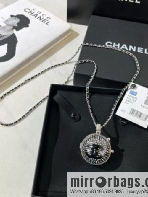 Chanel full diamond double c mirror ball necklace sweater chain