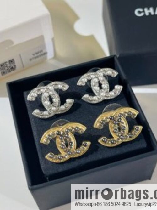 New ☑️ Chanel double c pearl stud earrings
