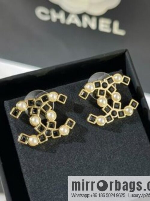 New ☑️ Chanel double c black diamond stud earrings
