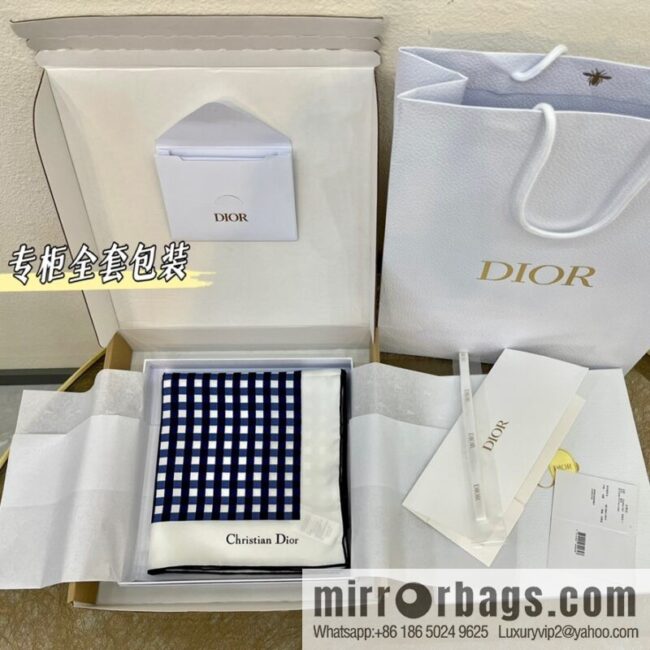 Dior 100% Mulberry Silk D-Little Vichy Square Towel