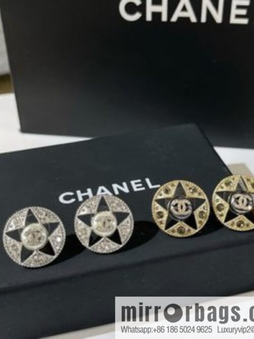 New ☑️ Chanel double c pentagram ⭐ star stud earrings