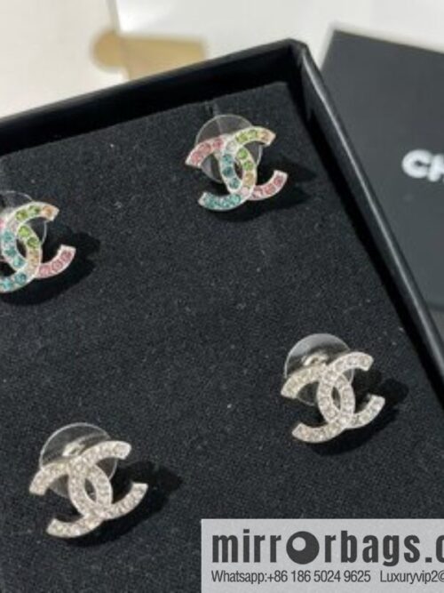 New ☑️ Chanel double c full diamond stud earrings