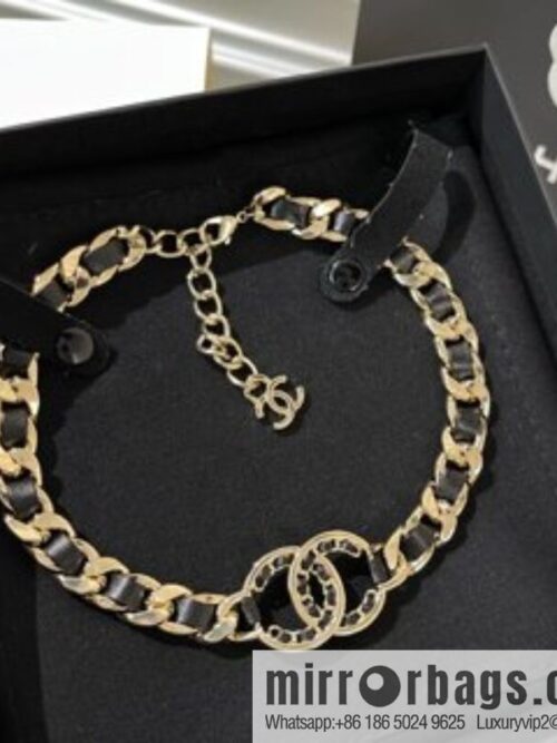 New ☑️ Chanel double c black leather rope necklace