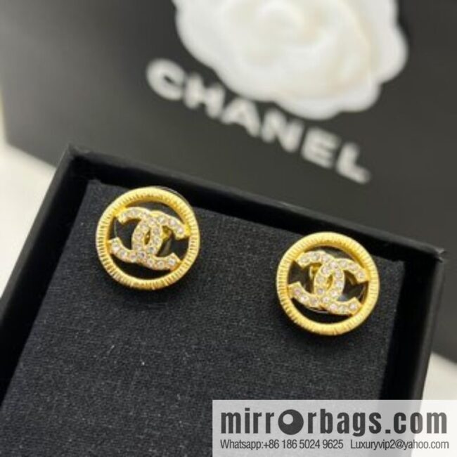 New ☑️ Chanel double c round stud earrings