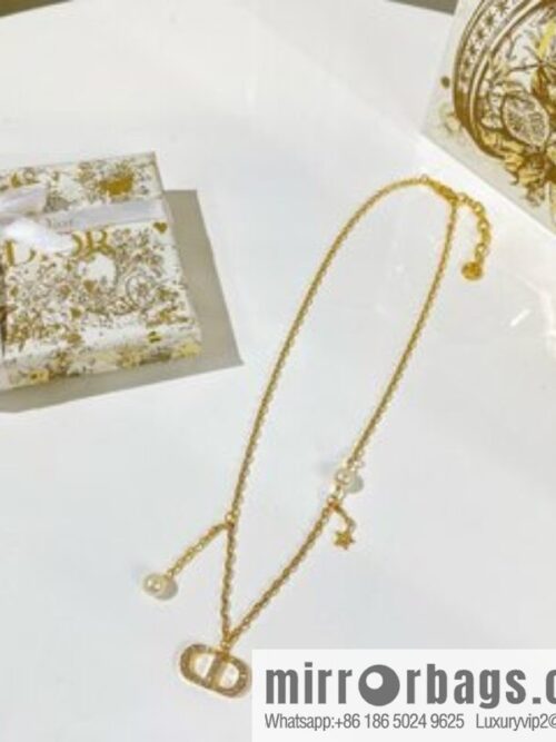 New ☑️ Dior gold CD pearl star necklace
