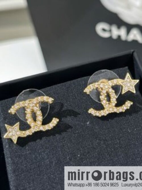 New ☑️ Chanel full diamond double c star stud earrings