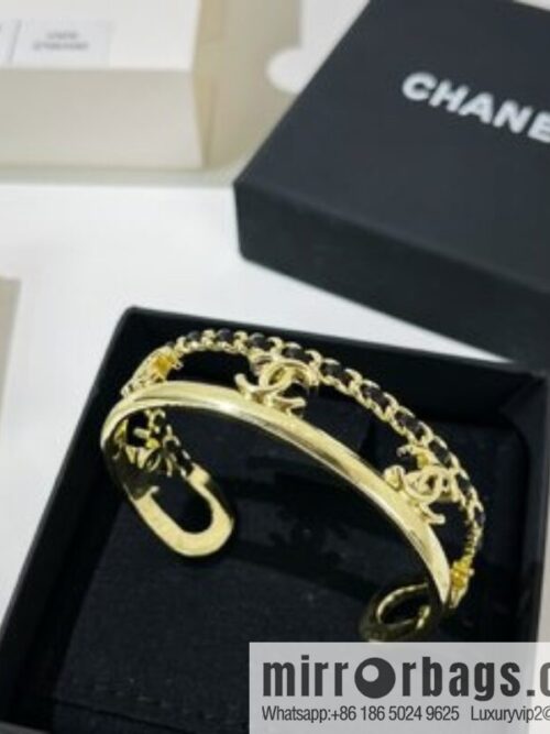 New ☑️ Chanel double c cut-out black leather rope bracelet