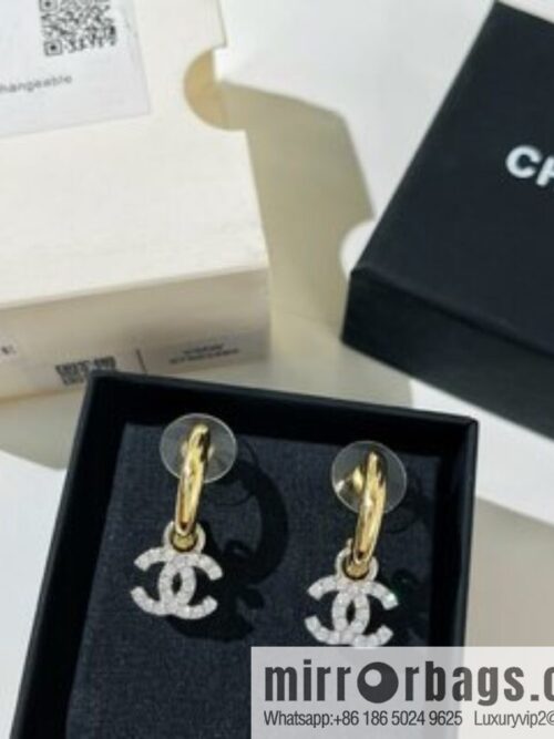 New ☑️ Chanel full diamond double c stud earrings