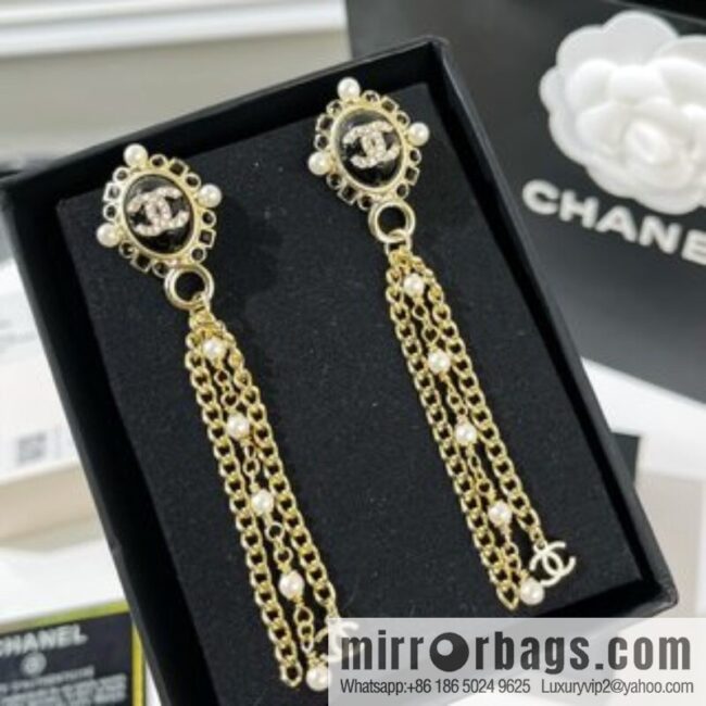 New ☑️ Chanel double c pearl tassel earrings
