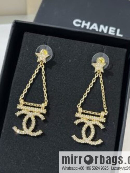New ☑️ Chanel gold double c stars, stud earrings