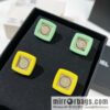 New ☑️ Chanel double c yellow green acrylic stud earrings