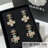 New ☑️ Chanel double c cross pearl stud earrings