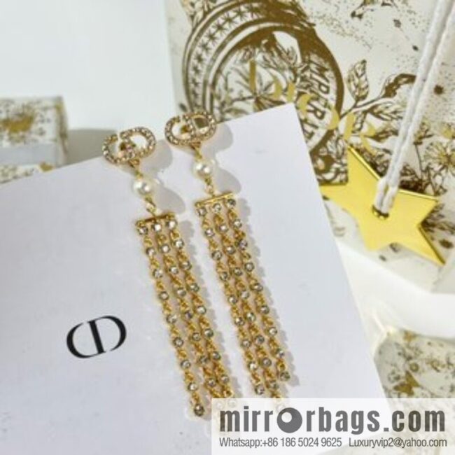 New ☑️ Dior CD pearl tassel earrings