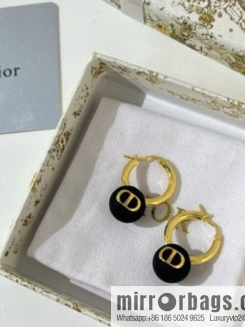 New ☑️ Dior CD black pearl stud earrings