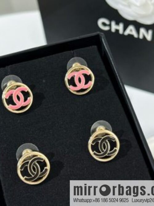 New ☑️ Chanel double c round stud earrings