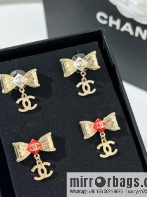 New ☑️ Chanel double c bow stud earrings