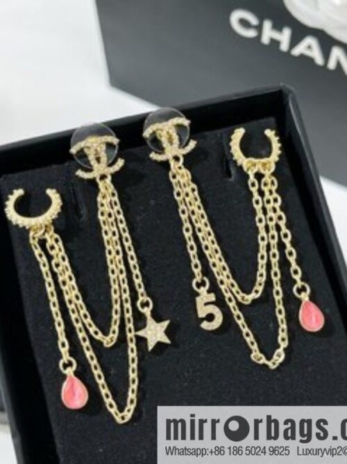 New ☑️ Chanel fringed 5-character star stud earrings clip