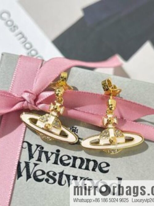 New ☑️ Vivienne Westwood Queen Mother full diamond Saturn stud earrings