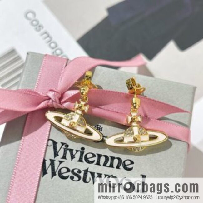 New ☑️ Vivienne Westwood Queen Mother full diamond Saturn stud earrings