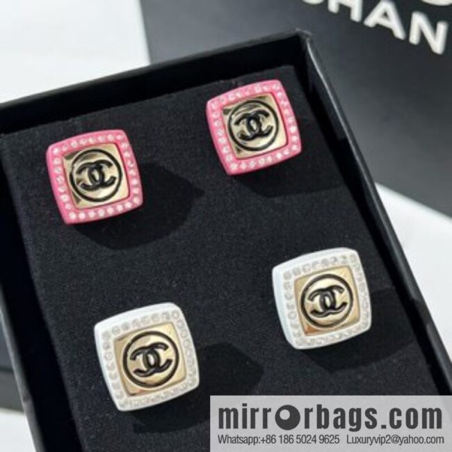 New ☑️ Chanel double c acrylic stud earrings