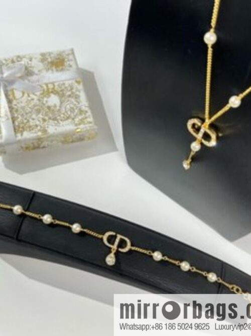 New ☑️ Dior full diamond CD water drop pearl bracelet necklace