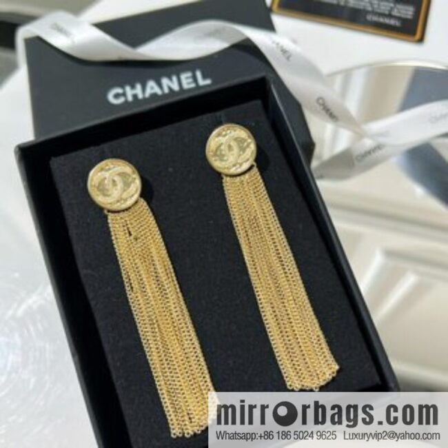 New ☑️ Chanel double c fringed stud earrings