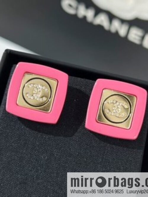 New ☑️ Chanel double c pink acrylic stud earrings
