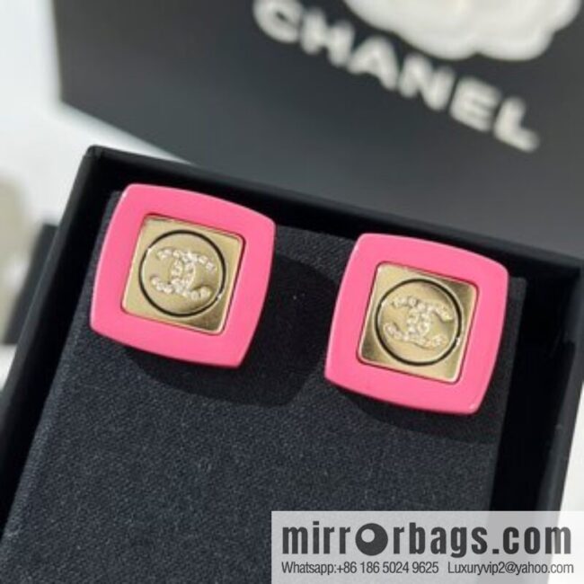 New ☑️ Chanel double c pink acrylic stud earrings
