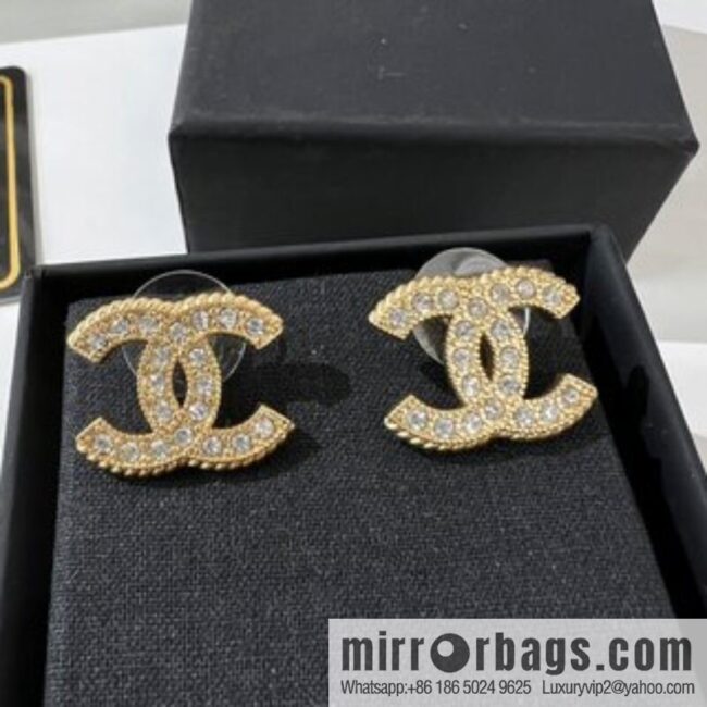 New ☑️ Chanel double c full diamond stud earrings