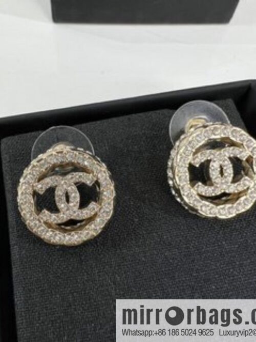 New ☑️ Chanel double c round full diamond stud earrings