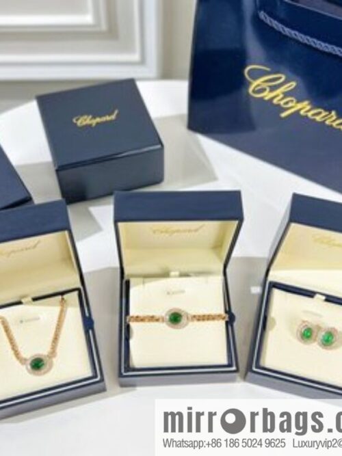 Chopard PRECIOUS LACE VAGUE Green diamond necklace bracelet stud earrings